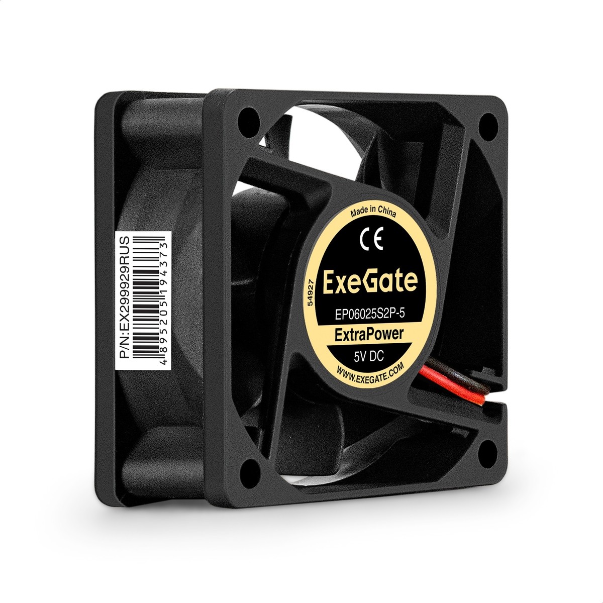 Exegate EX299929RUS Вентилятор 5В DC ExeGate ExtraPower EP06025S2P-5 (60x60x25 мм, Sleeve bearing (подшипник скольжения), 2pin, 4800RPM, 33dBA)