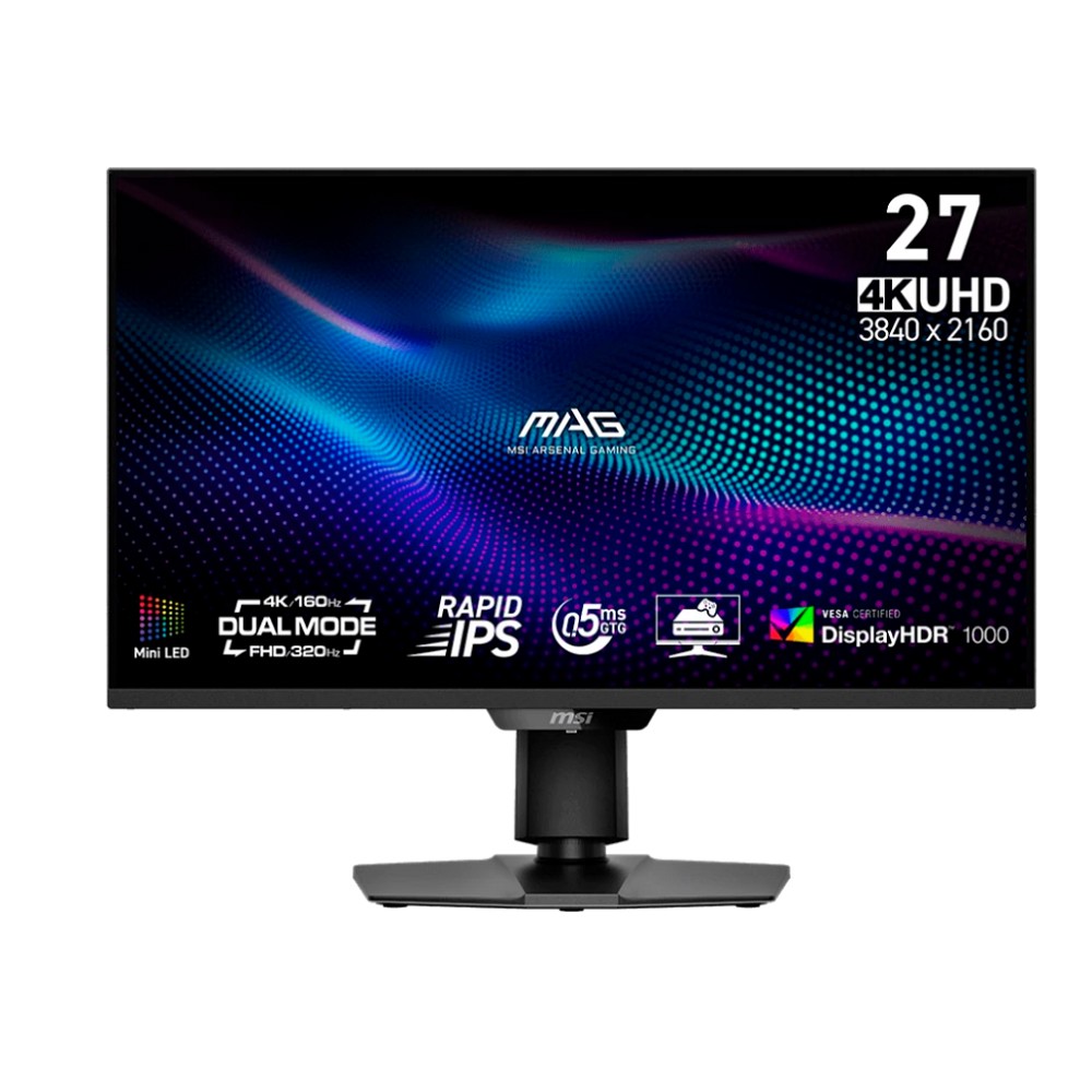 MSI MPG 27" 274UPDF E16M Black {IPS Mini-LED 3840x2160/1920x1080 160Hz/320Hz 0.5ms 400cd 2xHDMI DisplayPort USB-C(15W) External HAS Pivot Vesa} [9S6-3CF09H-029]