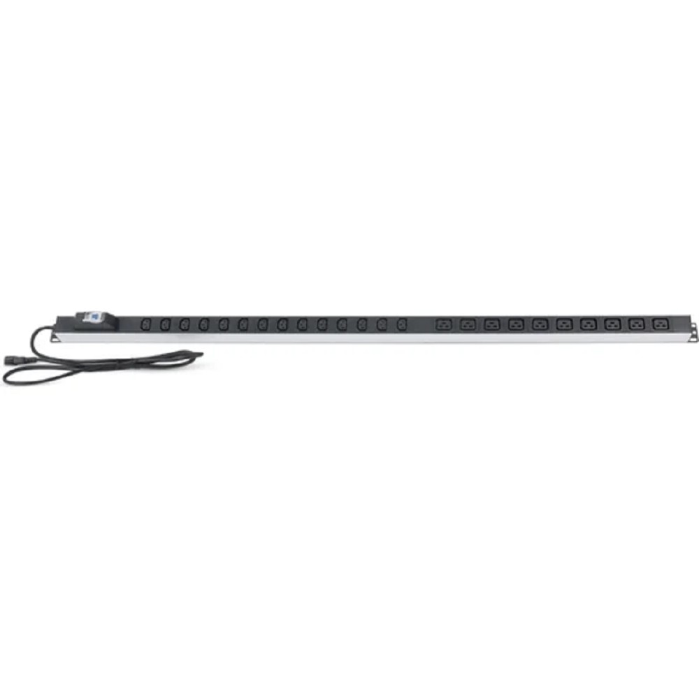Cabeus PDU-16-14C13-10C19-B Блок розеток для 19" шкафов, вертикальный, 10 розеток IEC 320 C19, 14 розеток IEC 320 C13, 16А, автомат защиты, алюминиевый корпус, шнур с вилкой Schuko 2м