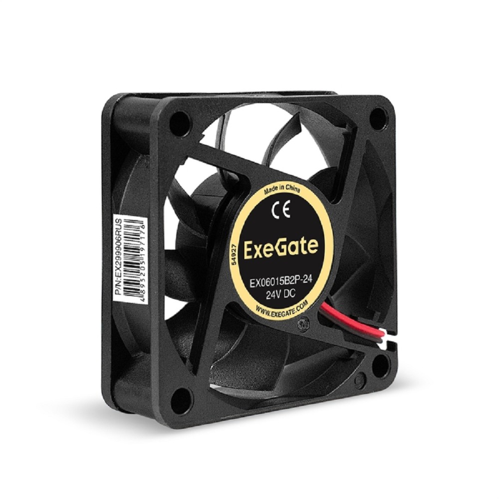 Exegate EX299906RUS Вентилятор 24В DC ExeGate EX06015B2P-24 (60x60x15 мм, 2-Ball (двойной шарикоподшипник), 2pin, 5000RPM, 35dBA)