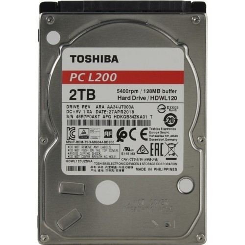 2TB Toshiba L200 (HDWL120UZSVA) {SATA III, 5400 rpm, 128Mb buffer, 2.5"}