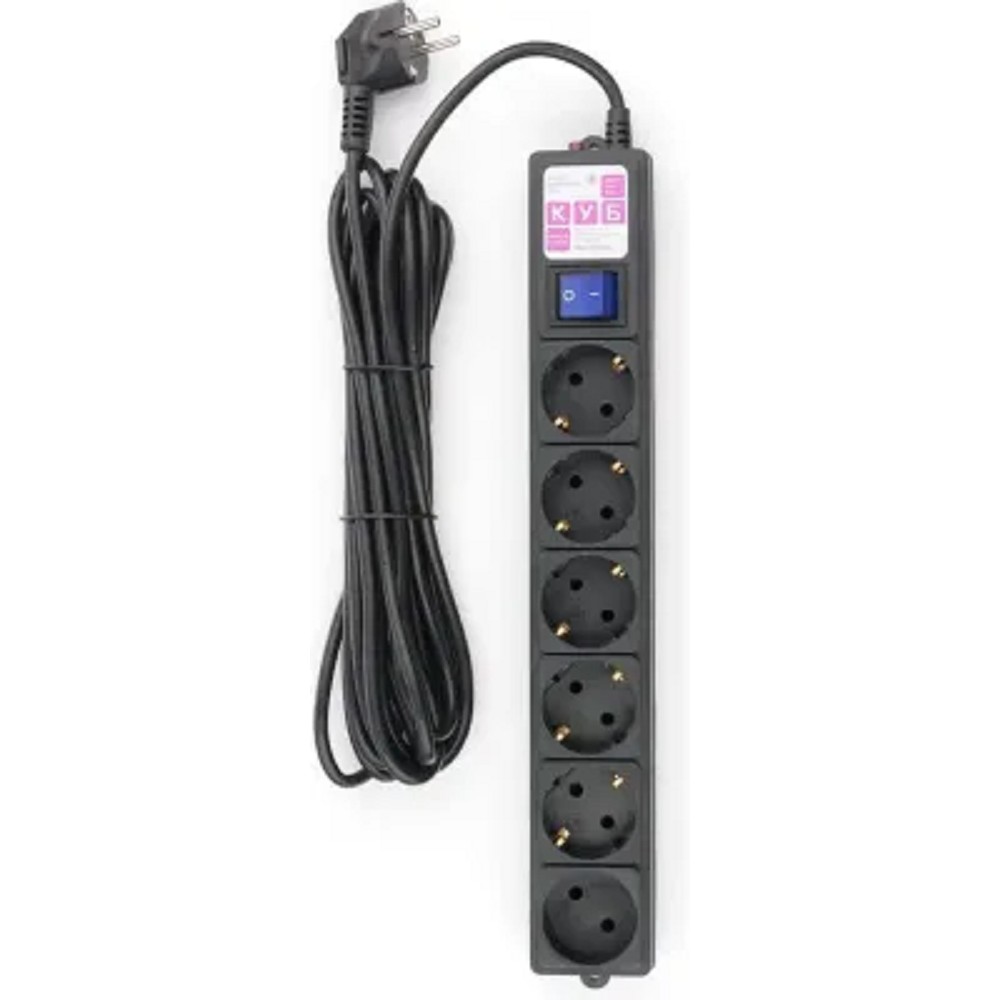 Ф-удлинитель, PC 5м 6р, черн. 16А, (3*1,5) SPG6-B2