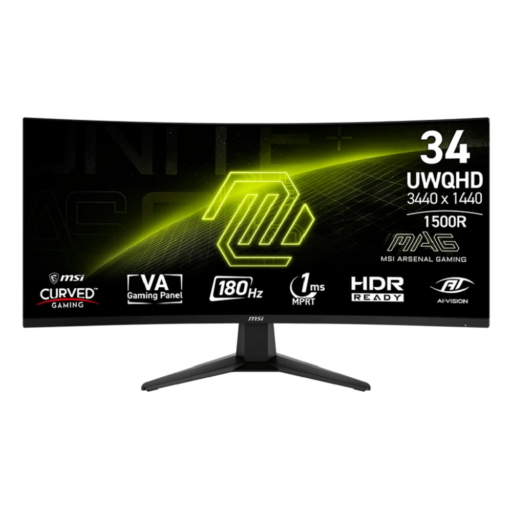 MSI MAG 34" 346CQ {VA Curved 3440x1440 180Hz 1ms 300cd 2xHDMI DisplayPort Internal Vesa}