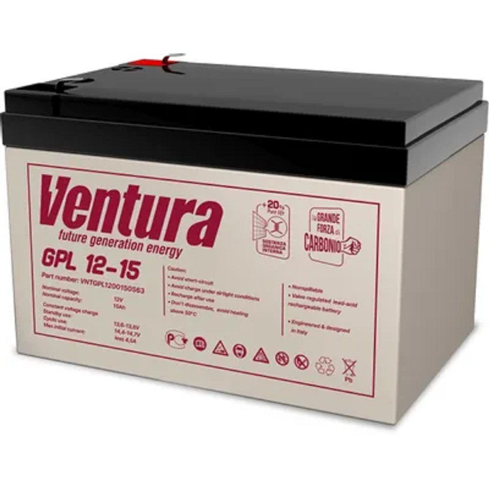 АКБ Ventura GPL 12-15   12V/14Ah {S63 (F2), ДхШхВ 151х98х100мм, 3.9кг, срок службы 12 лет}