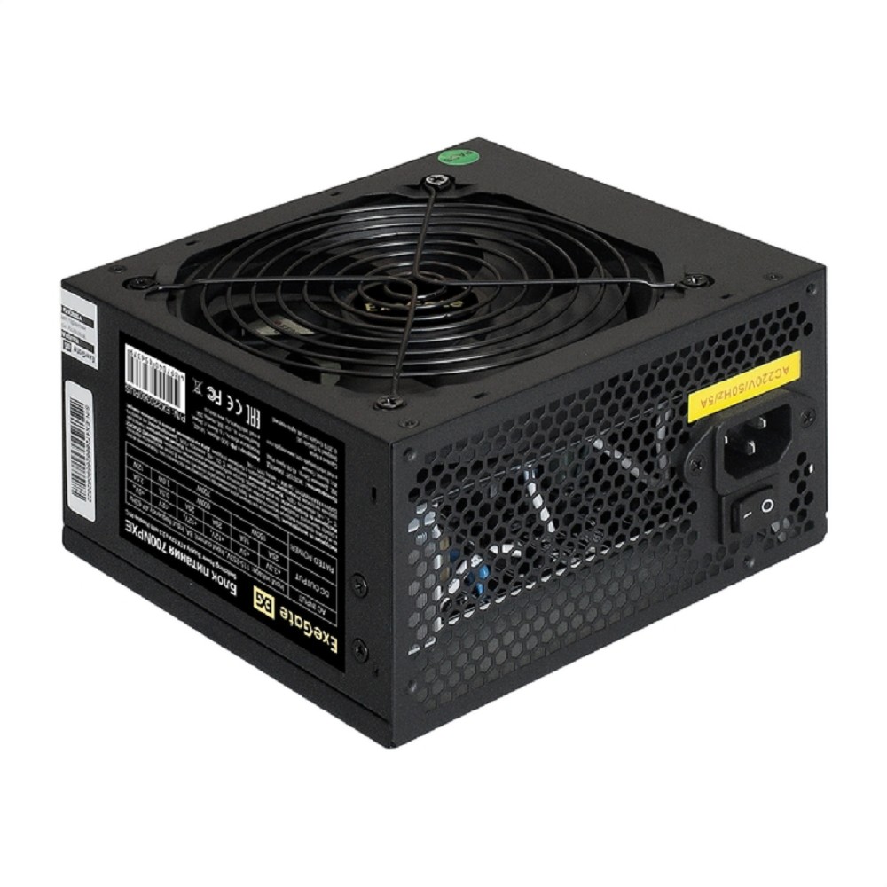 Exegate EX220360RUS Блок питания 700W Exegate 700NPXE(+PFC), black, 12cm fan, 24p+(4+4)p, 6/8p PCI-E, 4*SATA, 3*IDE, FDD