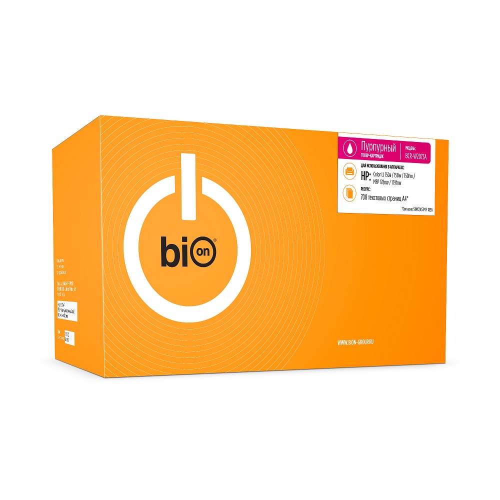 Bion BCR-W2073A Картридж для HP {Color Laser 150a/150w/150nw, MFP 178nw/179fnw} (700  стр.), Пурпурный, с чипом