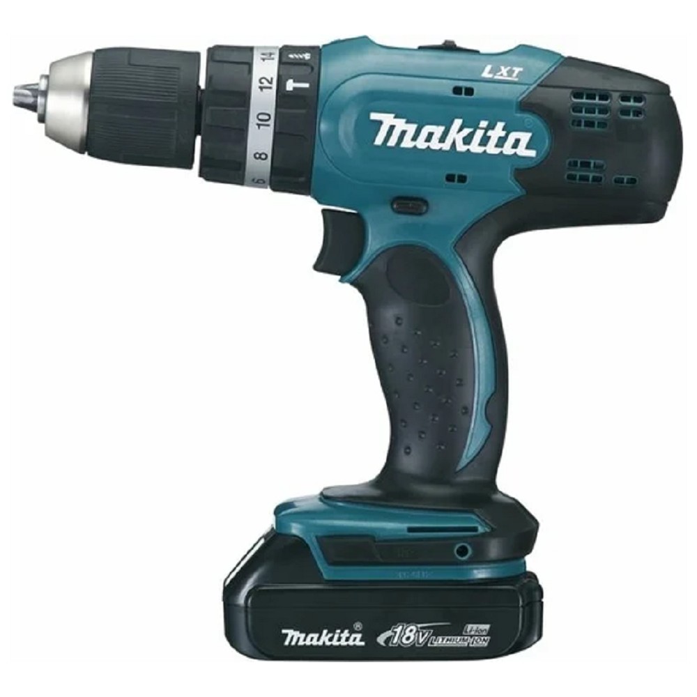 Makita DHP453SYE Дрель-шуруповерт аккумуляторная ударная [DHP453SYE] {18В,2х1.5Ач Li-ion,БЗП-13мм,0-400\1300об\м,42\27Нм,1.7кг,чем,совм с 4Ач Li-ion}