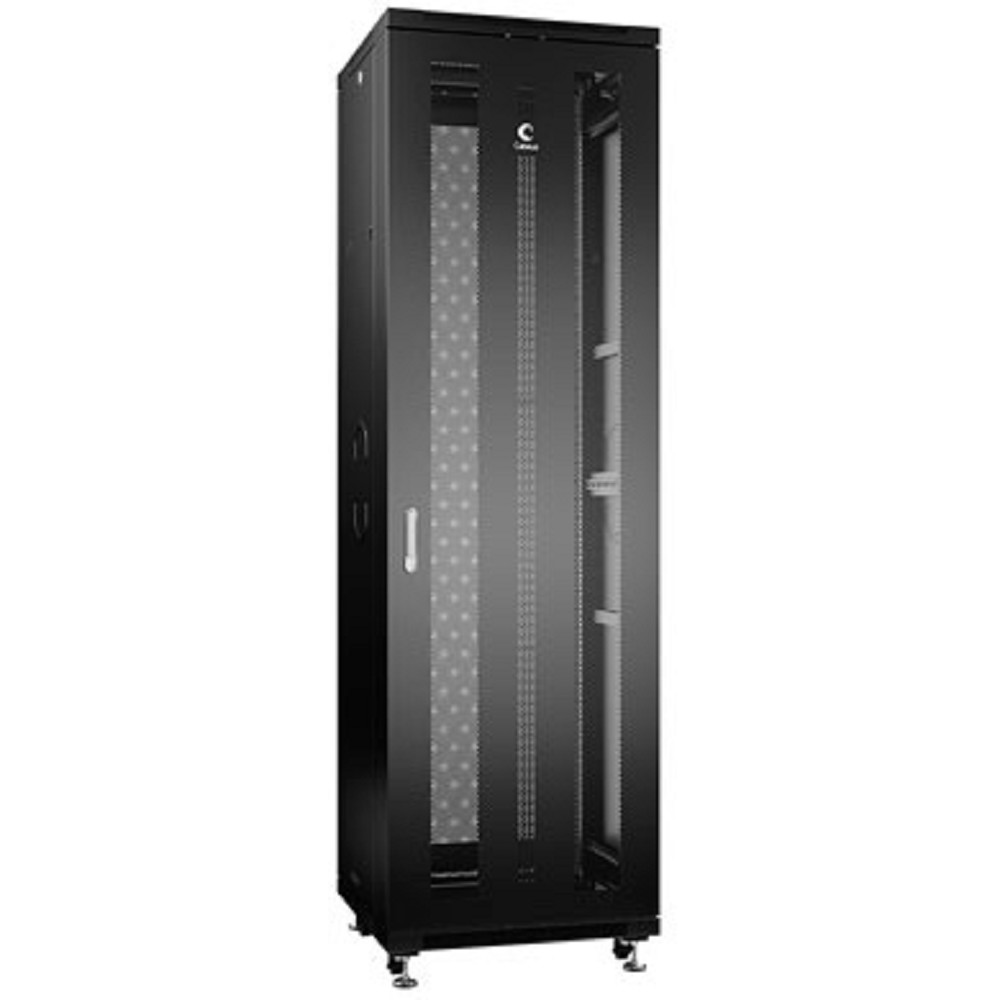 Cabeus ND-05C-42U60/80-BK Шкаф монтажный телекоммуникационный 19" напольный для распределительного и серверного оборудования 42U 600x800x2055mm (ШхГхВ) передняя и задняя перфорированные двери, ручка с