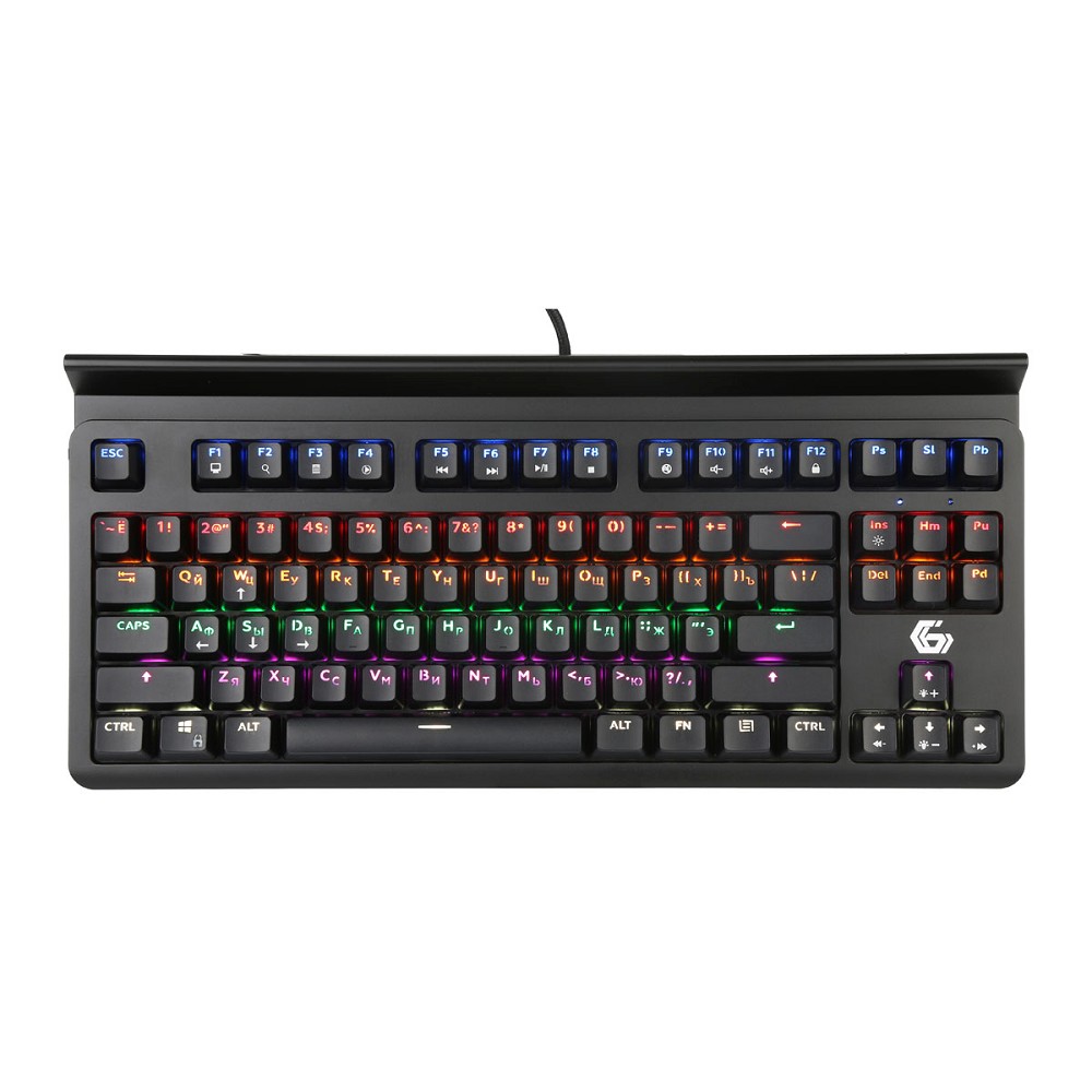 Повреждение упаковки Клавиатура игровая Gembird KB-G520L ,{USB, механические переключатели, 87 клавиш,подсветка Rainbow 10 режимов, провод 1.8м, подставка под телефон}