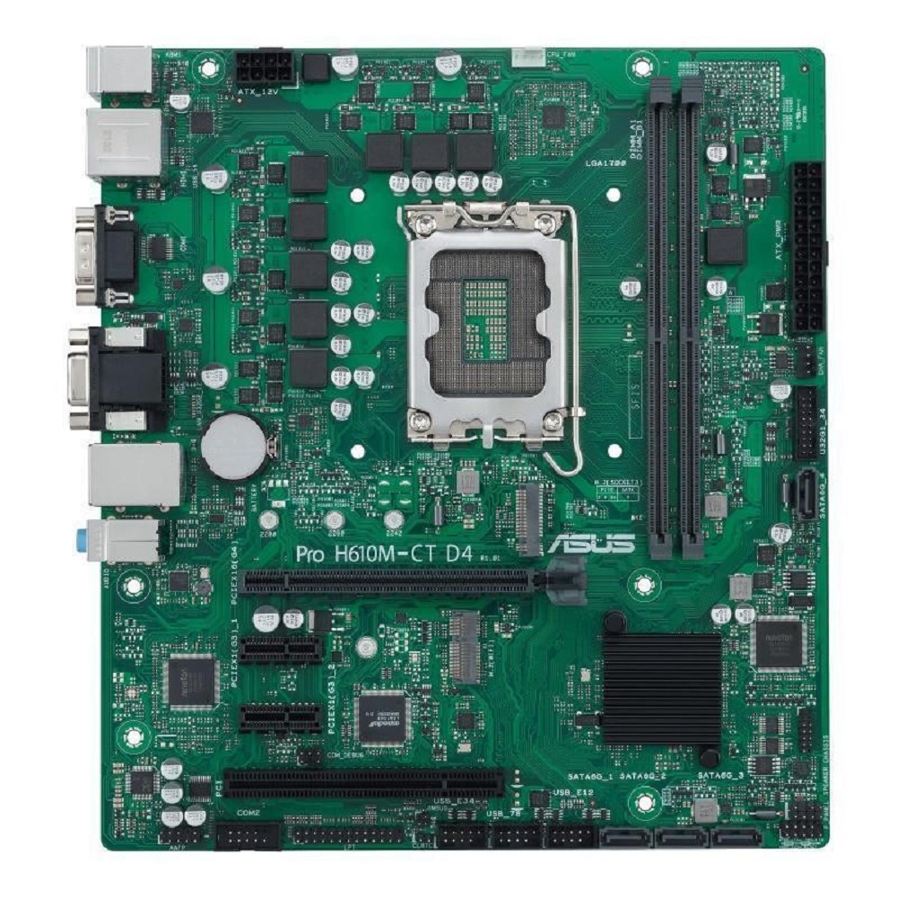 ASUS PRO H610M-C D4-CSM (Socket 1700, mATX, 2xDDR4(64GB), VGA/DP/HDM I2.1 , 1 x PCIe 4.0 x16, 4 x SATA 6Gb/s, 1 x M.2 , 2xUSB 3.2, 2xUSB 2.0, 1xCOM port)
