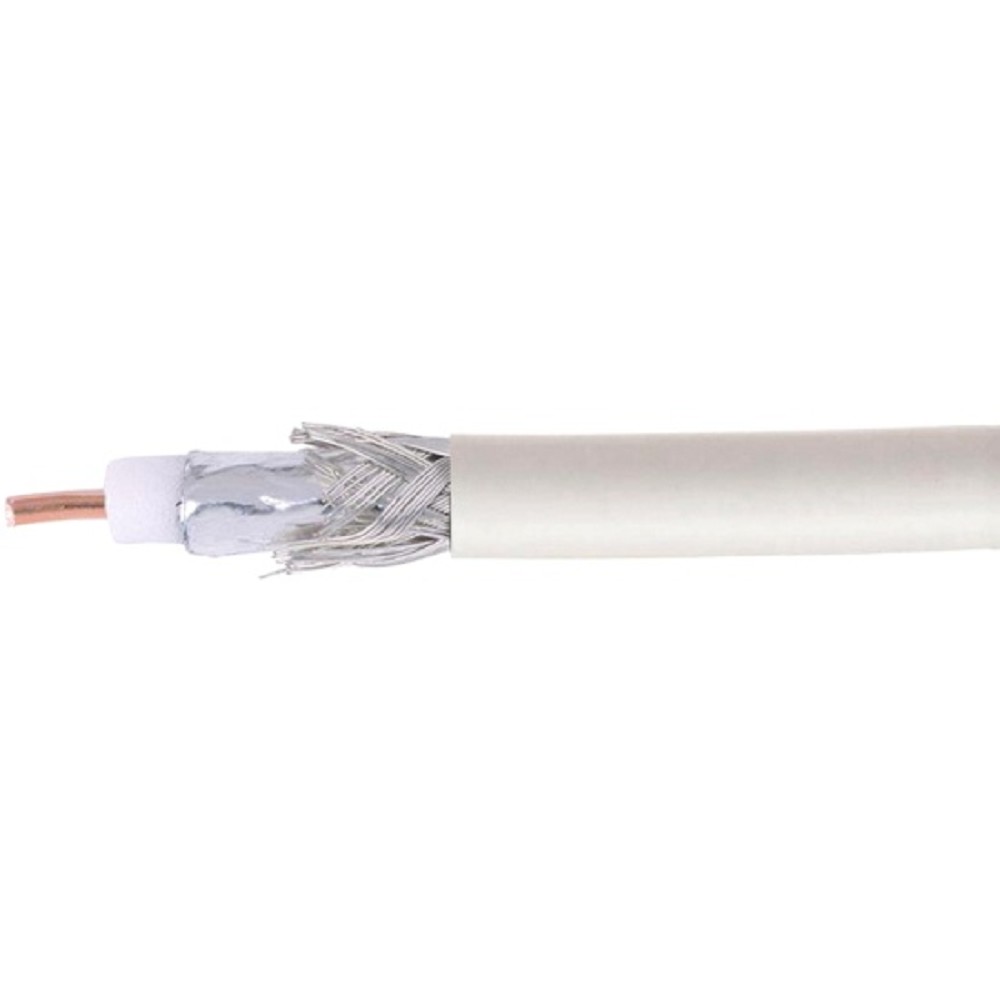 Кабель коаксиальный Cablexpert, RG-6U-CU-1, 75 Ом, 64%, 0,8 мм, медь, белый, 100 м