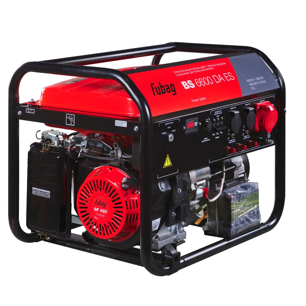 FUBAG BS 6600 DA ES Электростанция бензиновая [641693/646282] {Электростартер, 6.6 кВа/6.0 кВт, 230/400 В, 420 объем см3, 8,0/10,9 кВт, л.с., 78 дБ 7м, Время работы 9.5ч, 25 л бак, 87.4 кг}