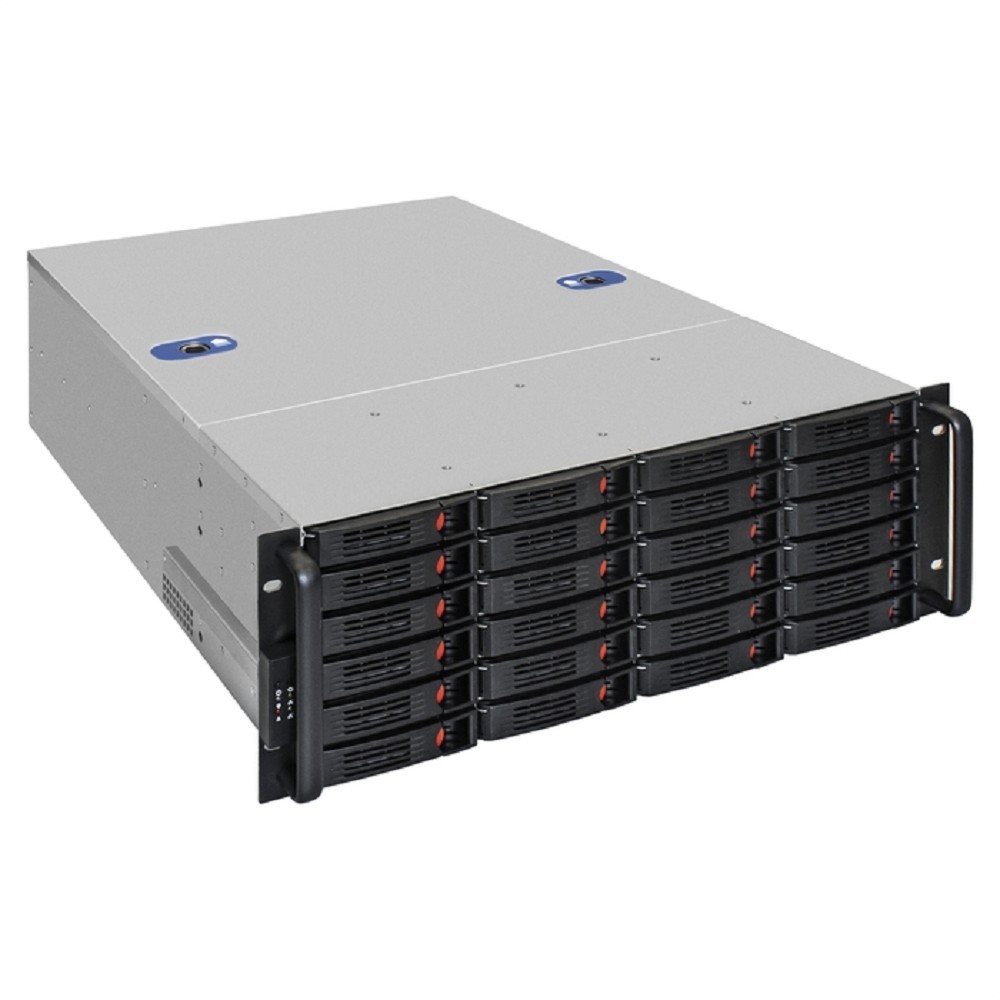 Exegate EX300117RUS Серверный корпус ExeGate Pro 4U660-HS24 <RM 19", высота 4U, глубина 660, БП 1000PAS, 24xHotSwap, USB>