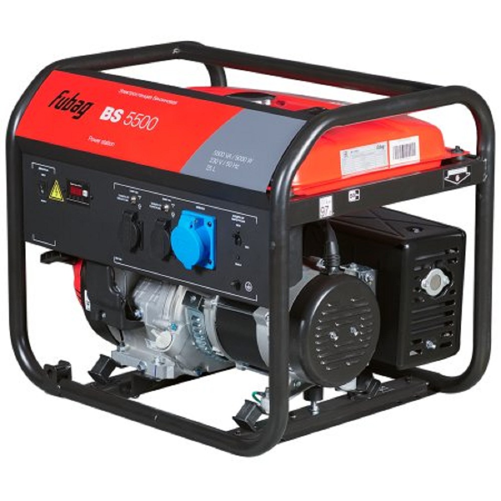 FUBAG BS 5500 Электростанция бензиновая [641689/8641489/646278] { 5.5 кВа/5.0 кВт, 230 В, 420 объем см3, 8,0/10,9 кВт, л.с., 78 дБ 7м, Время работы 3/4 нагрузки 9.8ч, 25 л бак, 73.3 кг}