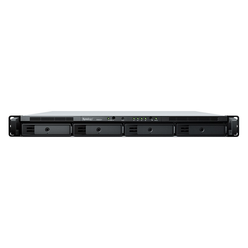 Synology RS822+ Сетевое хранилище (1U,4x3.5"/2.5" HDD, 4-core 2.2 GHz, 2 GB DDR4 ECC SODIMM, 4xGbE LAN) 