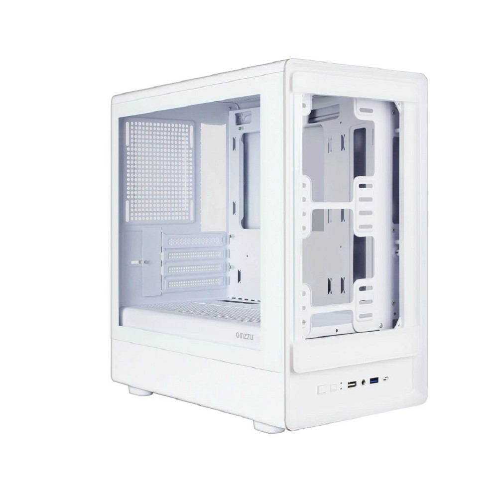Корпус Ginzzu CL420 mATX передняя панель Стекло белый