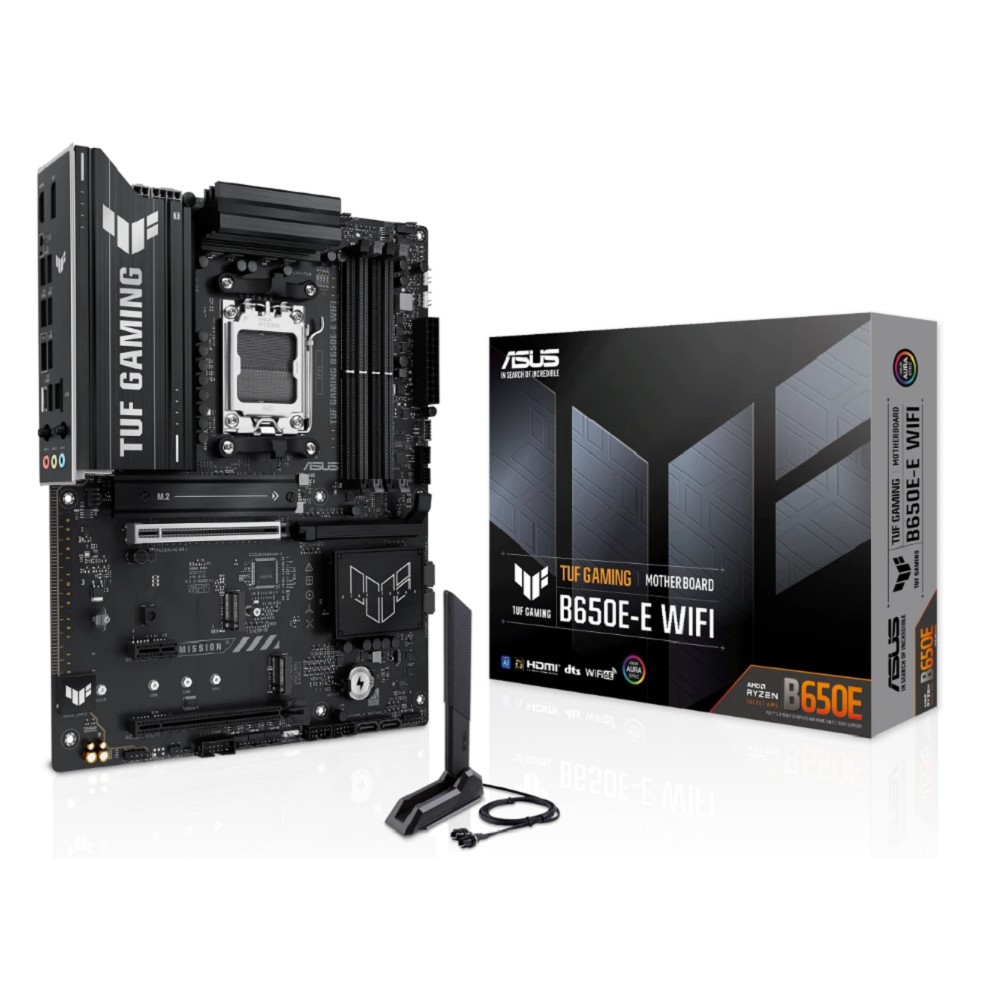 ASUS TUF GAMING B650E-E WIFI, AM5, B650, 4*DDR5, 4*SATA, 3*M.2, 4*USB 3.2, 3*USB 2.0, Type-C, 3*PCIx16, 1*PCIx1, DP+HDMI, ATX; 90MB1LT0-M0EAY0