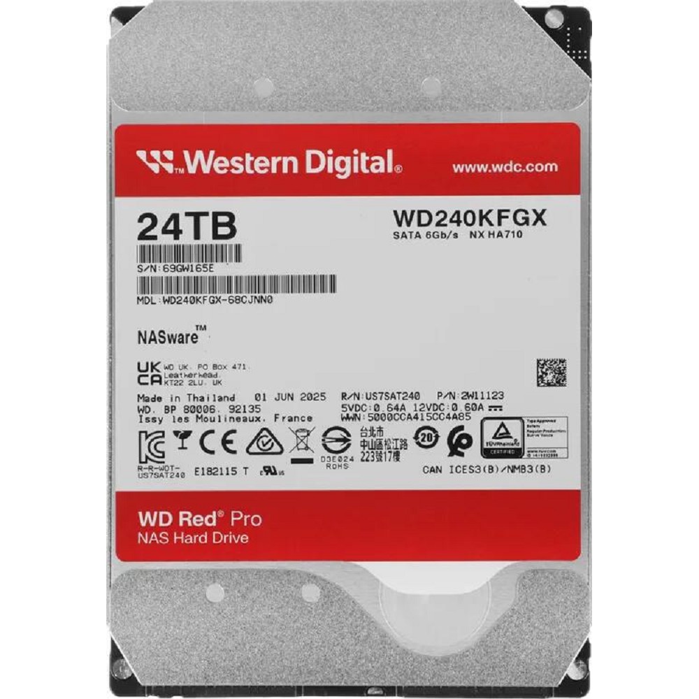 24TB WD Red Pro (WD240KFGX) {Serial ATA III, 7200- rpm,512Mb, 3.5"}