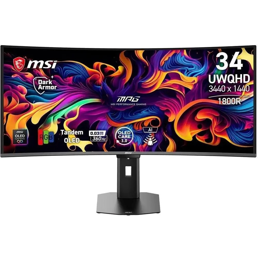 MSI MAG 34" 341CQR QD-OLED X36 {QD-OLED Curved 3440x1440 360Hz 0,03ms 300cd (HDR 1300cd) 2xHDMI DisplayPort 2xUSB USB-C(98W) Tilt Swiv HAS Pivot Internal Vesa}