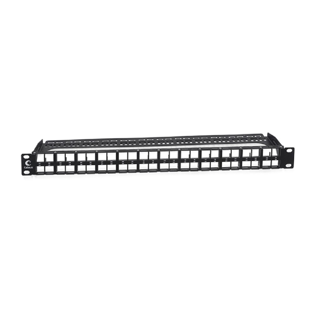 CABEUS PLBHD-48-1U МОДУЛЬНАЯ ПАТЧ-ПАНЕЛЬ ВЫСОКОЙ ПЛОТНОСТИ 19" (1U), 48 ПОРТОВ, ДЛЯ НЕЭКРАНИРОВАННЫХ МОДУЛЕЙ, С ЗАДНИМ КАБЕЛЬНЫМ ОРГАНИЗАТОРОМ (БЕЗ МОДУЛЕЙ)  