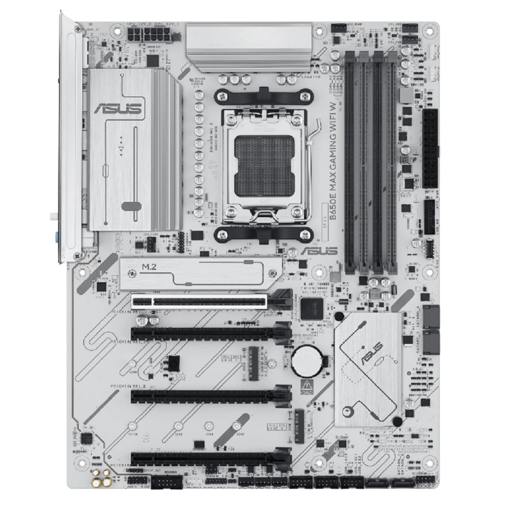 ASUS B650E MAX GAMING WIFI W (SocketAM5, ATX, 4xDDR5(256GB), DP/HDMI, 1xPCIe 5.0x16/1xPCIe 4.0x16, 2xPCIe 3.0x16, 1xLAN (2.5GbE), Wi-Fi, BT, 4xSATA 6Gb/s, 3xM.2, 1xType-C, 5xUSB 3.2, 2xUSB 2.0)
