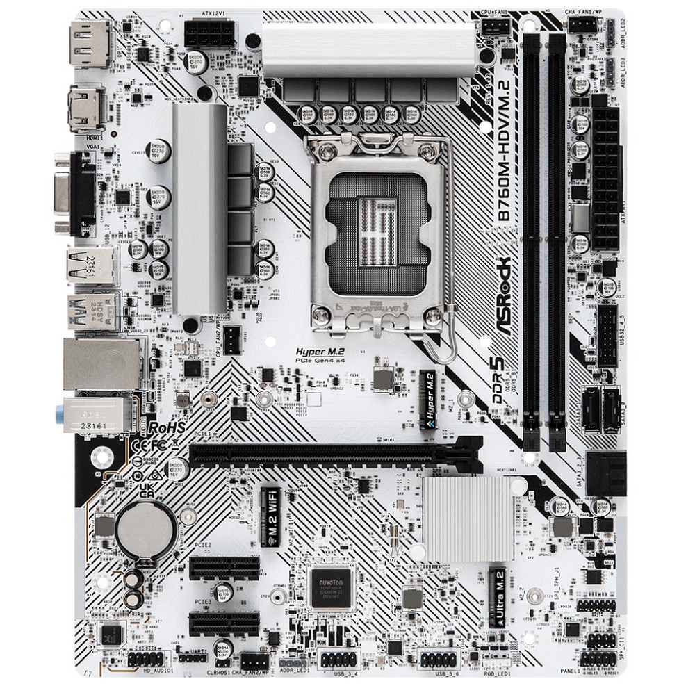 Asrock B760M-HDV/M.2 RTL { LGA1700, 2xDDR5, 4xSATA, RAID M.2 VGA HDMI DP mATX}