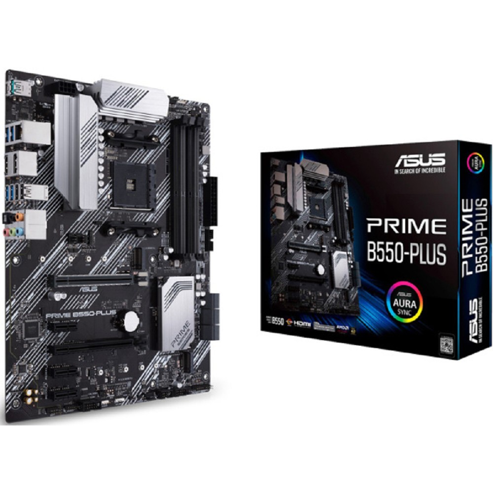 ASUS PRIME B550-PLUS (Socket AM4, ATX, 4xDDR4(128GB), DP/HDMI, 1xPCIe 4.0x16/1xPCIe 3.0x16, 3xPCIe 3.0, 1xLAN, 6xSATA 6Gb/s, 2xM.2, 1xType-C, 5xUSB 3.2, 2xUSB 2.0)