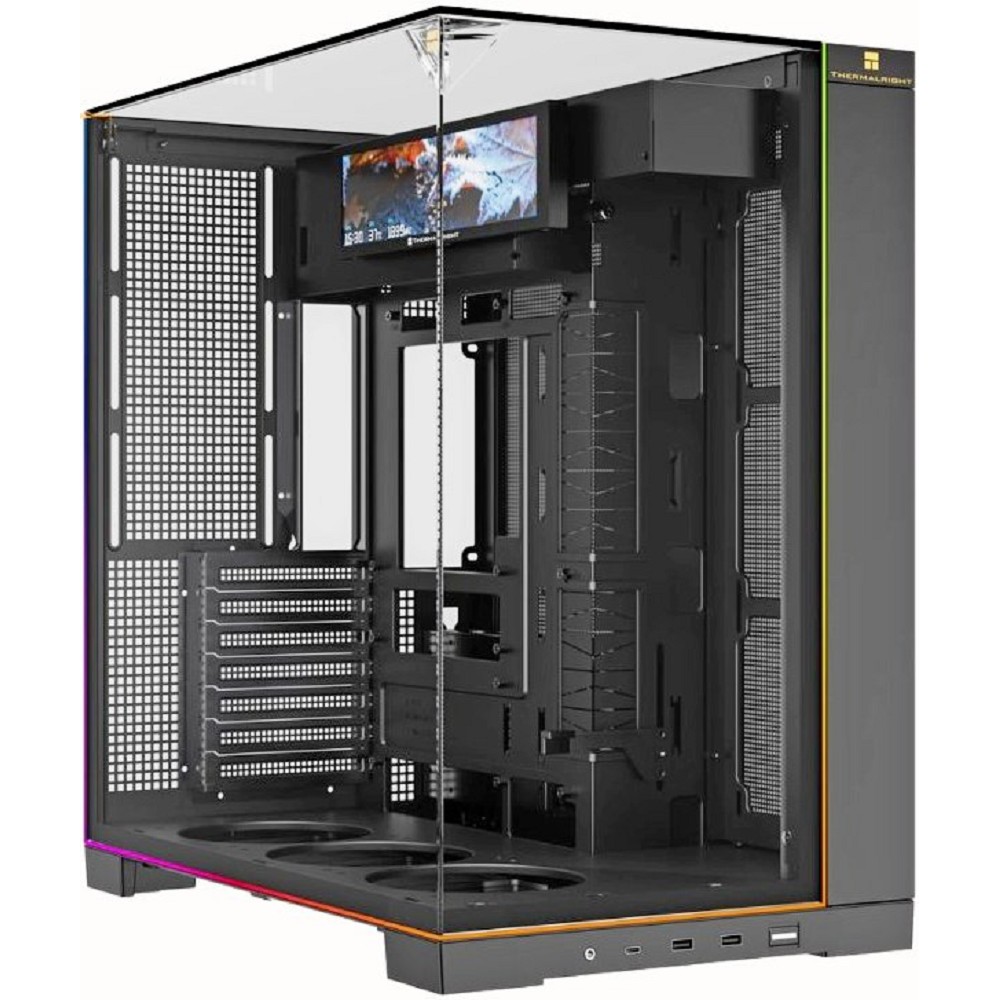 Thermalright Корпус TR-A70 Vision / Black / TG / ARGB Strip / 9.16'' LCD screen / USB TYPE-C / W/O fans / ATX  / TRA70V