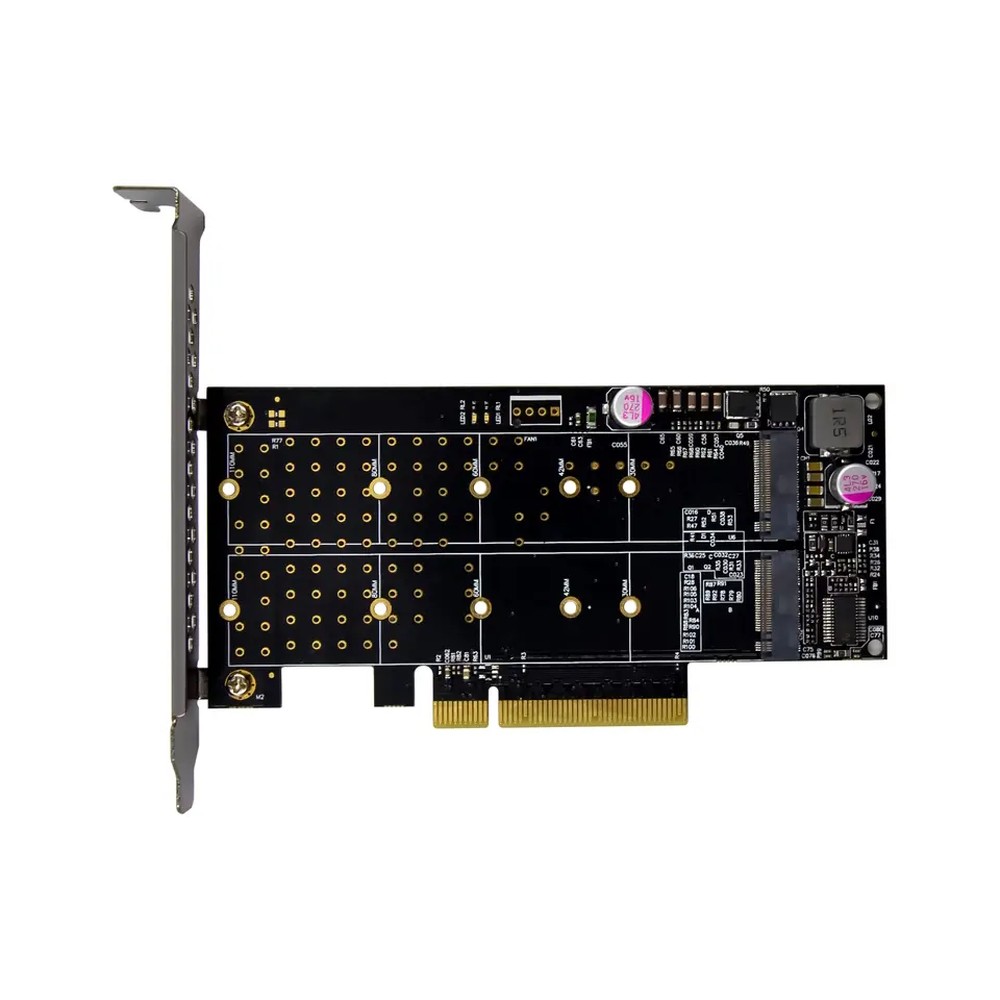 ORIENT C303E2 , Переходник PCI-Ex8->2 x M.2 M-key NVMe SSD, тип 2230/2242/2260/2280/22110, 2 планки крепления в комплекте (31325)