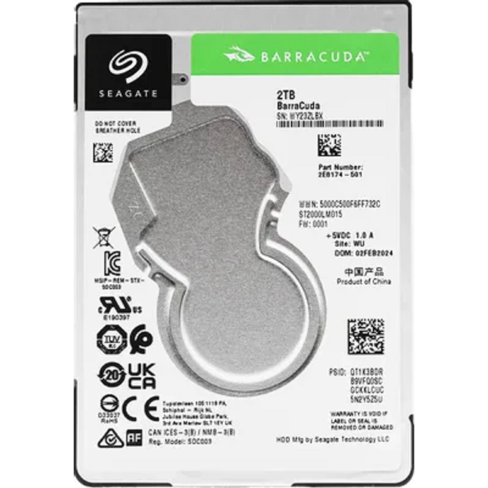 2TB Seagate Mobile Barracuda Guardian (ST2000LM015) {SATA 6.0Gb/s, 5400 rpm, 128mb buffer, 7mm}