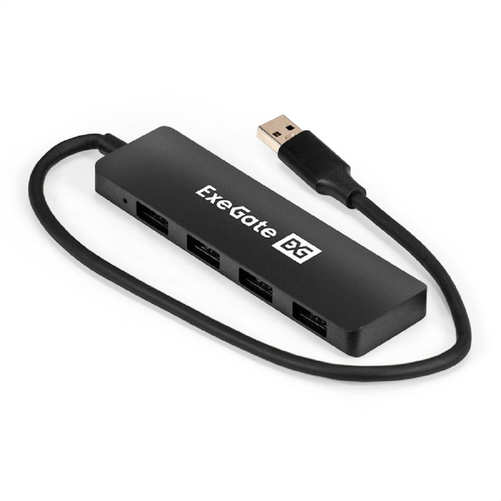 Exegate EX296928RUS USB-Хаб (концентратор) 4-в-1 ExeGate DUB-4P/3 (кабель-адаптер USB3.0 --> 4xUSB3.0, Plug&amp;Play, черный)