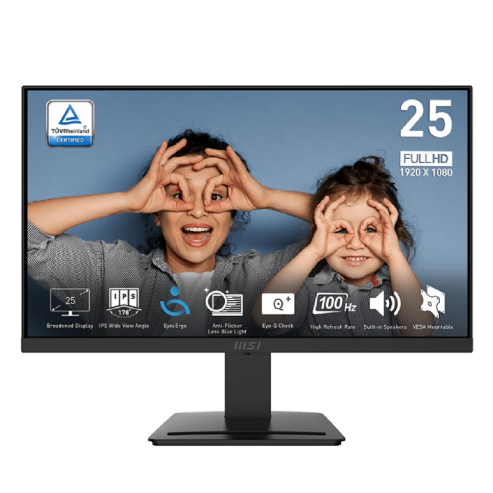 MSI PRO 24.5" MP253 черный {IPS 1920x1080 100Hz 4ms 16:9 300cd 178/178 D-Sub HDMI DisplayPort Speakers Tilt External Vesa}