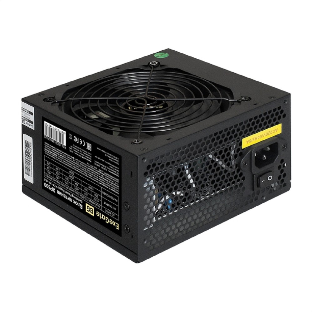 Exegate EX219465RUS-S Блок питания XP600, ATX, SC, black, 12cm fan, 24p+4p, 6/8p PCI-E, 3*SATA, 2*IDE, FDD + кабель 220V с защитой от выдергивания, 278173