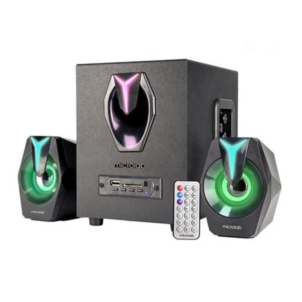 Microlab G100BT {3 Вт X 2 + 5 Вт, Гарм искаж: < 0,5% (1 Вт 1 кГц), Вх чув: 500 мВ, Част: 20 Гц - 20 кГц, Отношение сигнал/шум: > 65 дБ}