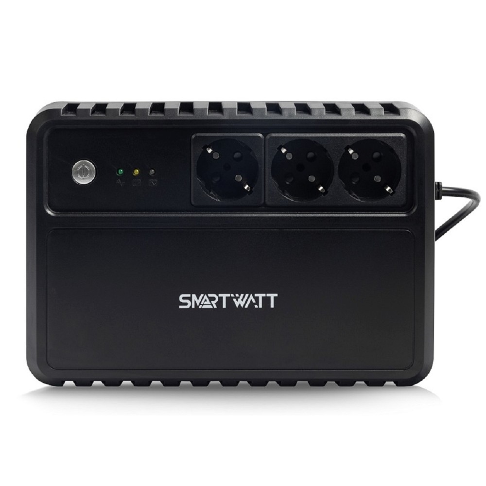 SMARTWATT UPS SAFE 1000 {линейно-интерактивный, 1000/600 ВА/Вт, напольный, LED индикация, Shuko CEE7/4 - 3 шт}