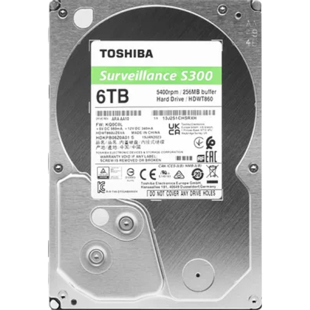 6TB Toshiba Surveillance S300 (HDWT860UZSVA/HDKPB06Z0A01S) {SATA 6.0Gb/s, 5400 rpm, 256Mb buffer, 3.5" для видеонаблюдения}