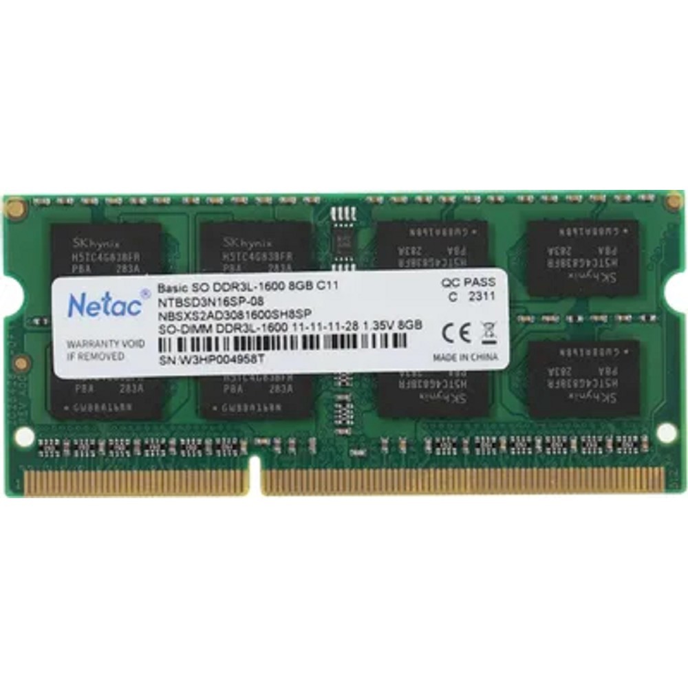 Netac DDR3L SODIMM  8Gb Память  PC12800 1600MHz CL11 1.35V  (NTBSD3N16SP-08)