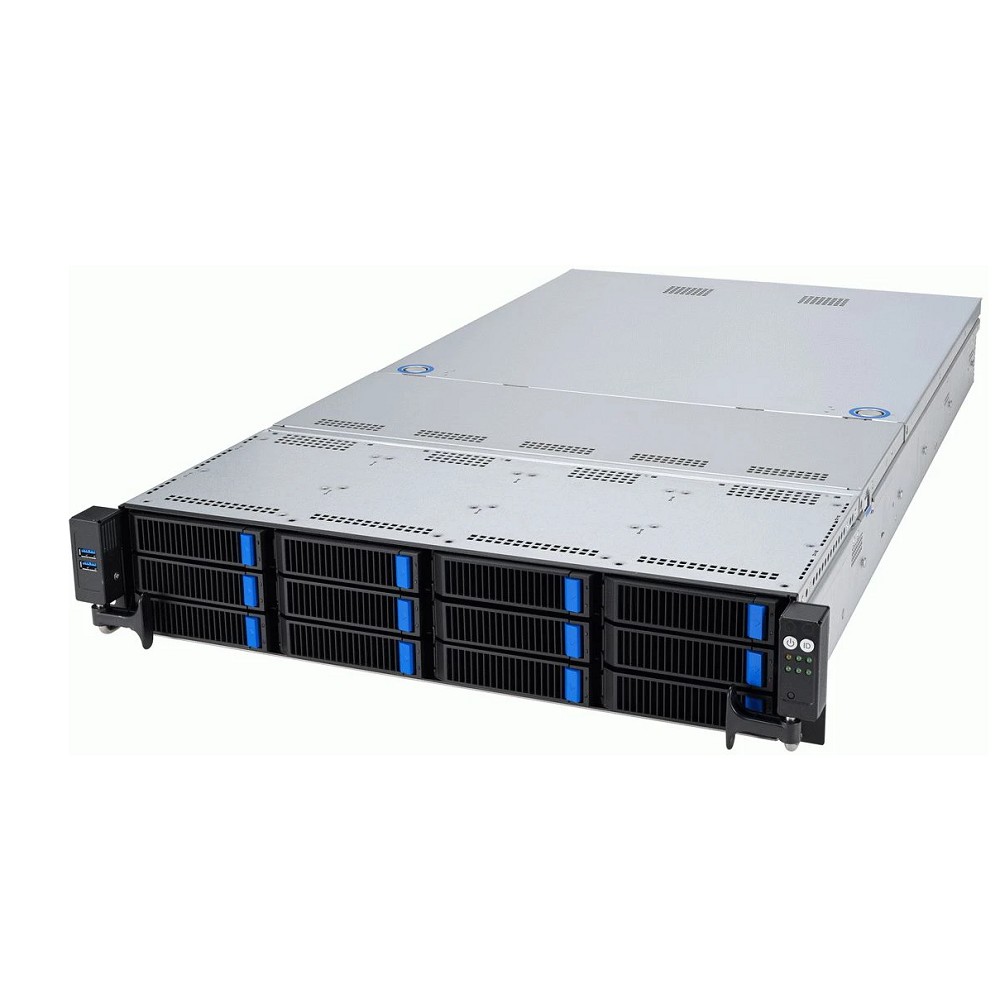 Серверная платформа/ ASUS RS521A-E12-RS12U, 2U, 1 x  SP5 (LGA 6096) 4th/5th gen AMD EPYC (STD HS up to 400W), 24 x DIMM slots DDR5 (6400/5600 with 9005 series, 4800 with 9004 series), Up to 5xPCIe Gen