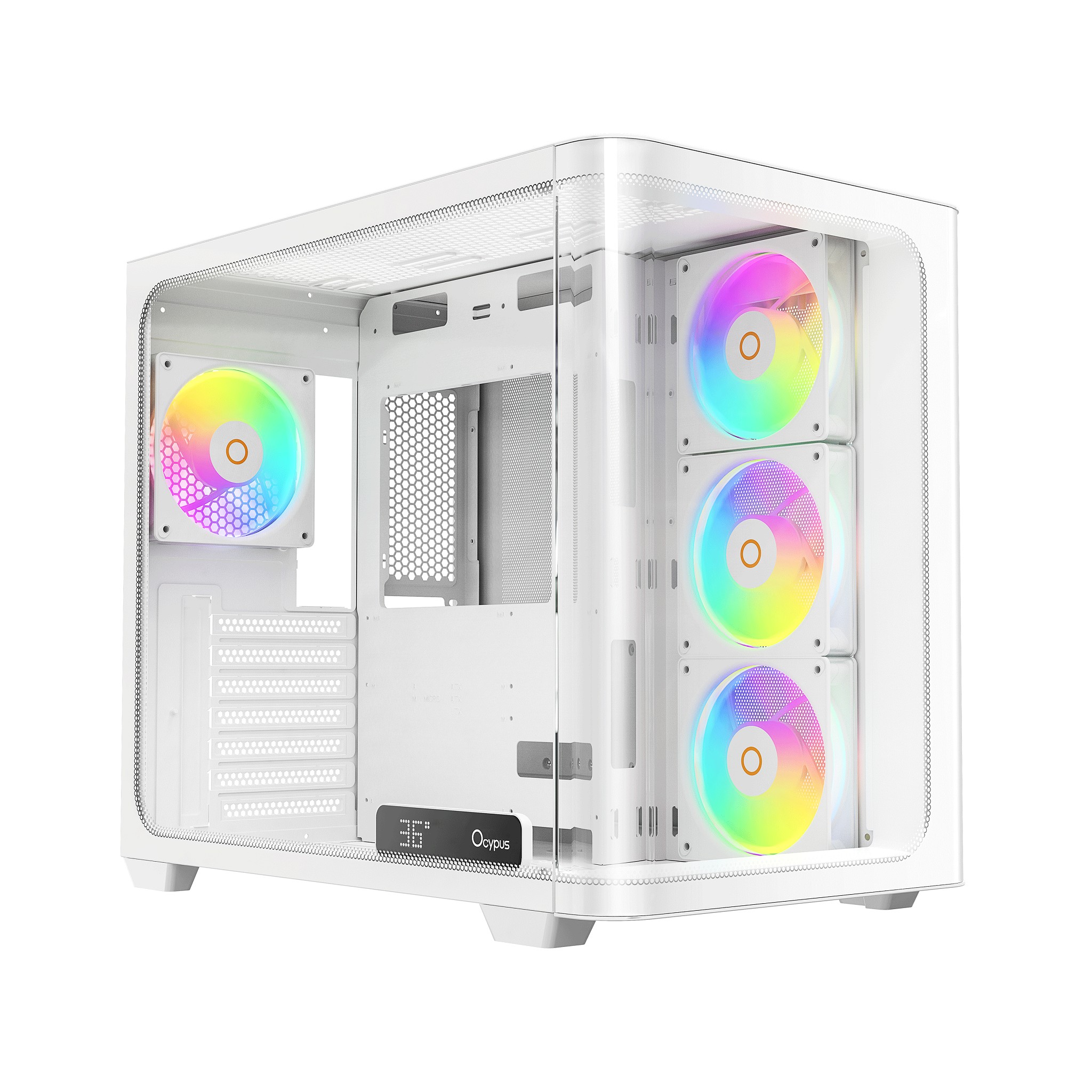 Case Ocypus Iota C70 WH Curve ARGB Digital ATX / win / white / 6 ARGB fans / no PSU / Tempered Glass