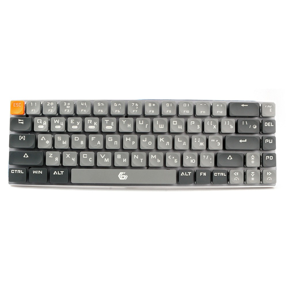 Клавиатура беспроводная Gembird KBW-7, 68кл, Rainbow, синие свитчи, BT 5.0/2.4/USB, серая