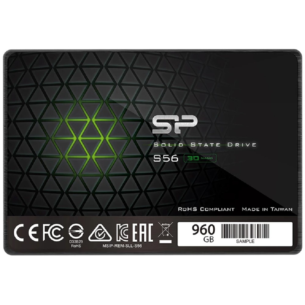 Silicon Power SSD 960GB 2.5" Slim S56 <SP960GBSS3S56A25> (SATA3, up to 500/450MBs, 3D NAND, 500TBW, 7mm)