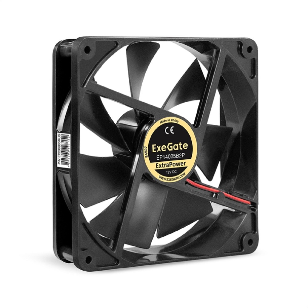 Exegate EX299895RUS Вентилятор 12В DC ExeGate ExtraPower EP14025B2P (140x140x25 мм, 2-Ball (двойной шарикоподшипник), 2pin, 1600RPM, 31dBA)