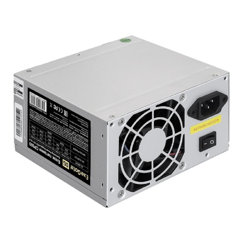 ExeGate EX292144RUS-PC Блок питания CP600 600W (ATX, PC, 8cm fan, 24pin, (4+4)pin, PCI-E, 3xSATA, 2xIDE, кабель 220V в комплекте)