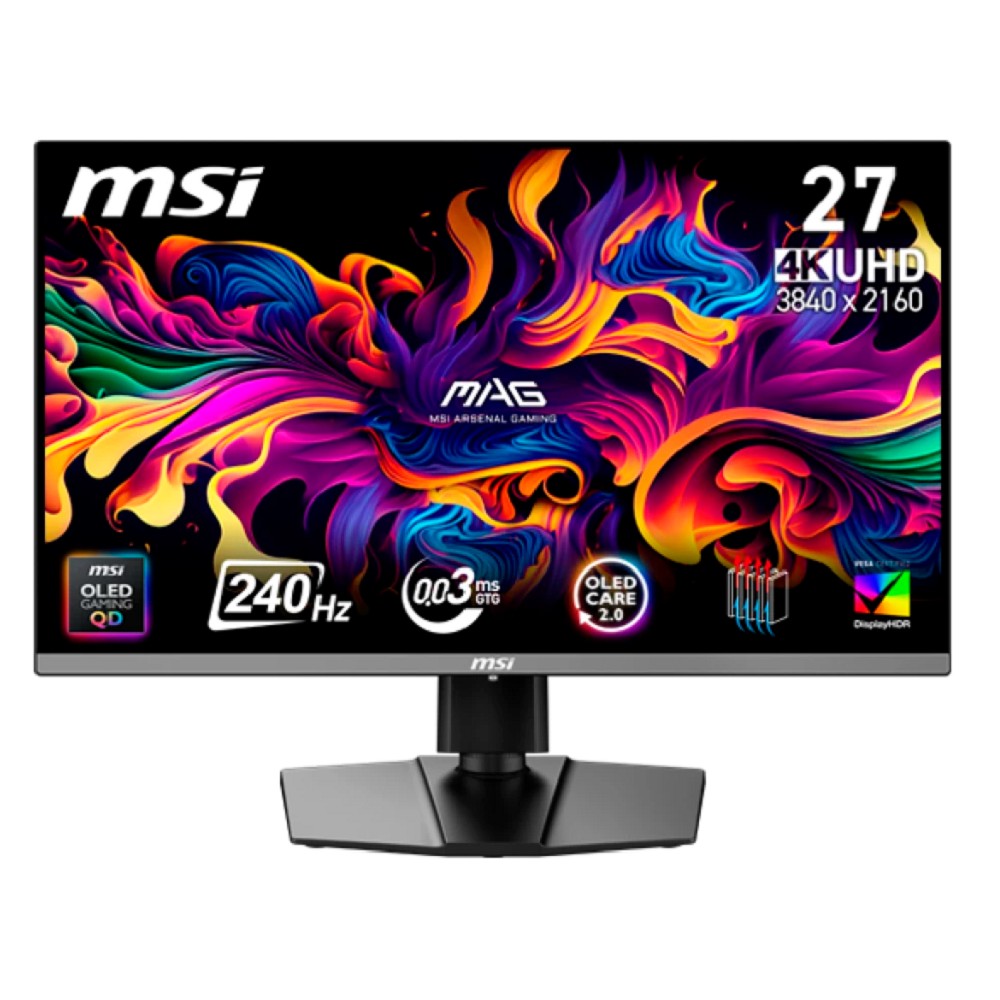 Монитор 26.5" MSI MAG 272UP QD-OLED X24 Black (QD-OLED, 3840x2160, HDMI+HDMI+DP+Type C (15W), 0.03 ms, 178°/178°, 250 cd/m, 1500000:1, 240Hz, Pivot)