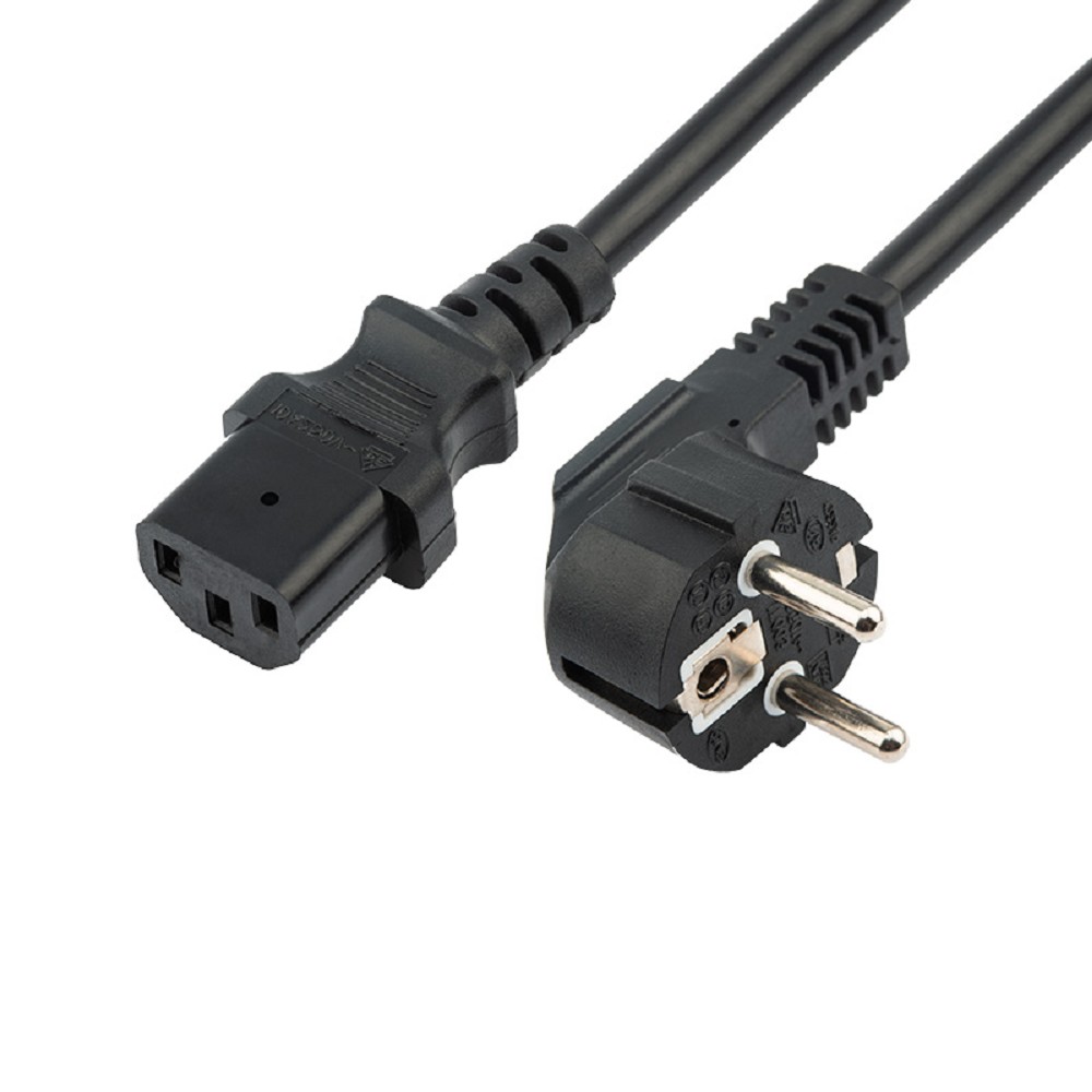 Rexant (11-1138) Шнур сетевой, вилка угловая СЕЕ 7/7(Schuko) - разъем IEC 320 C13, кабель 3x1,5 мм?, длина 1,5 метра, черный (PVC пакет)