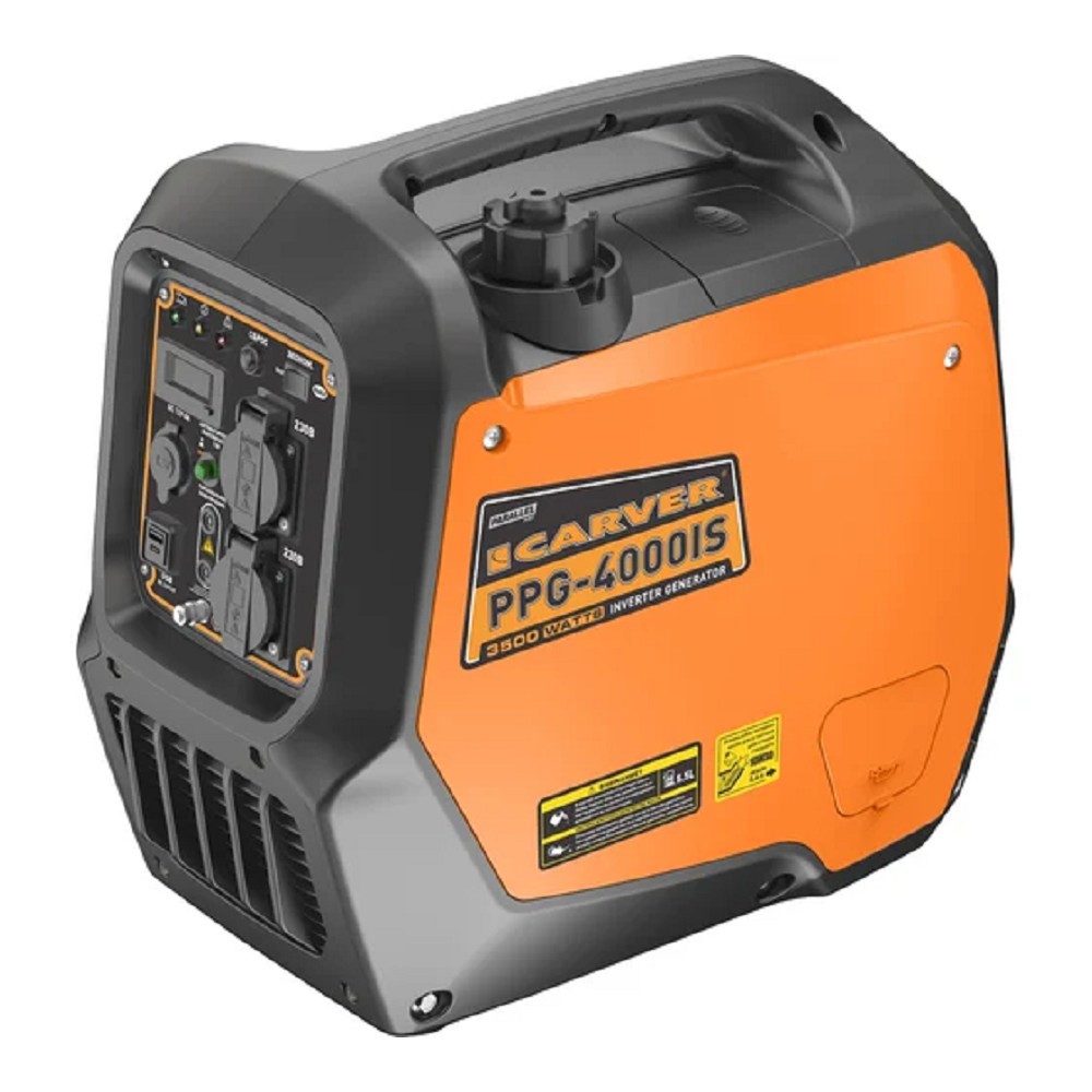 Генератор CARVER  PPG -4000IS инверторный [01.020.00054] { (2,8/3 кВт, 220В, 2 розетки, USB, дисплей) (20шт/под) }