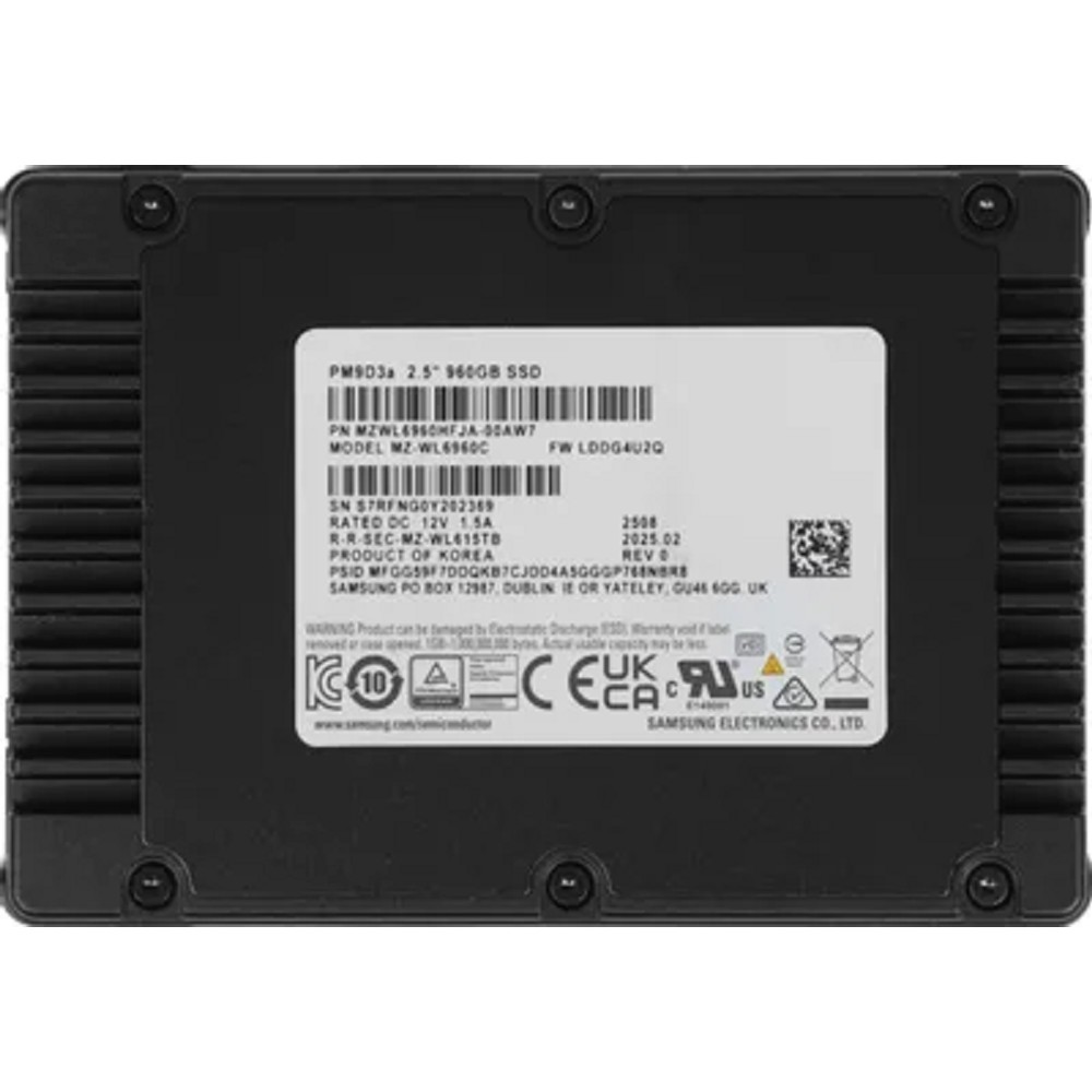 Samsung SSD 960Gb PCIe 5.0 x4, 2.5", MZWL6960HFJA-00AW7 