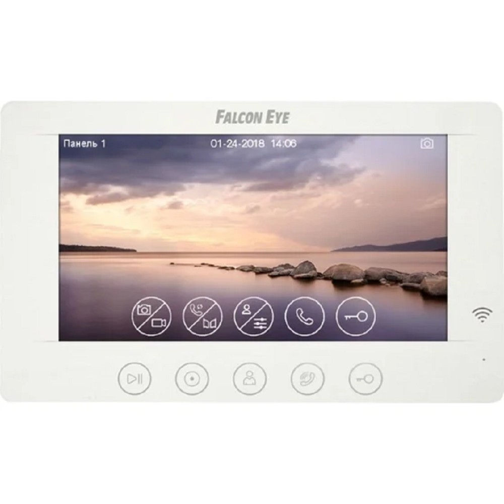 Falcon Eye Cosmo HD 00-00182798 Wi-Fi Видеодомофон: дисплей 7" TFT; механические кнопки; подключение до 2-х вызывных панелей; OSD меню; интерком до 4 мониторов; питание AC 220В (встроенный БП)