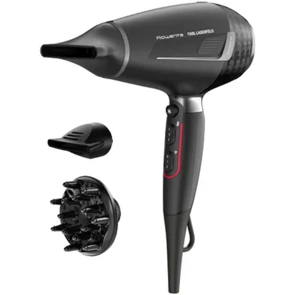 Фен Rowenta Karl LagerfeldPro Stylist, Black CV887LF0, 2200 Вт, 3 насадки,ионизация