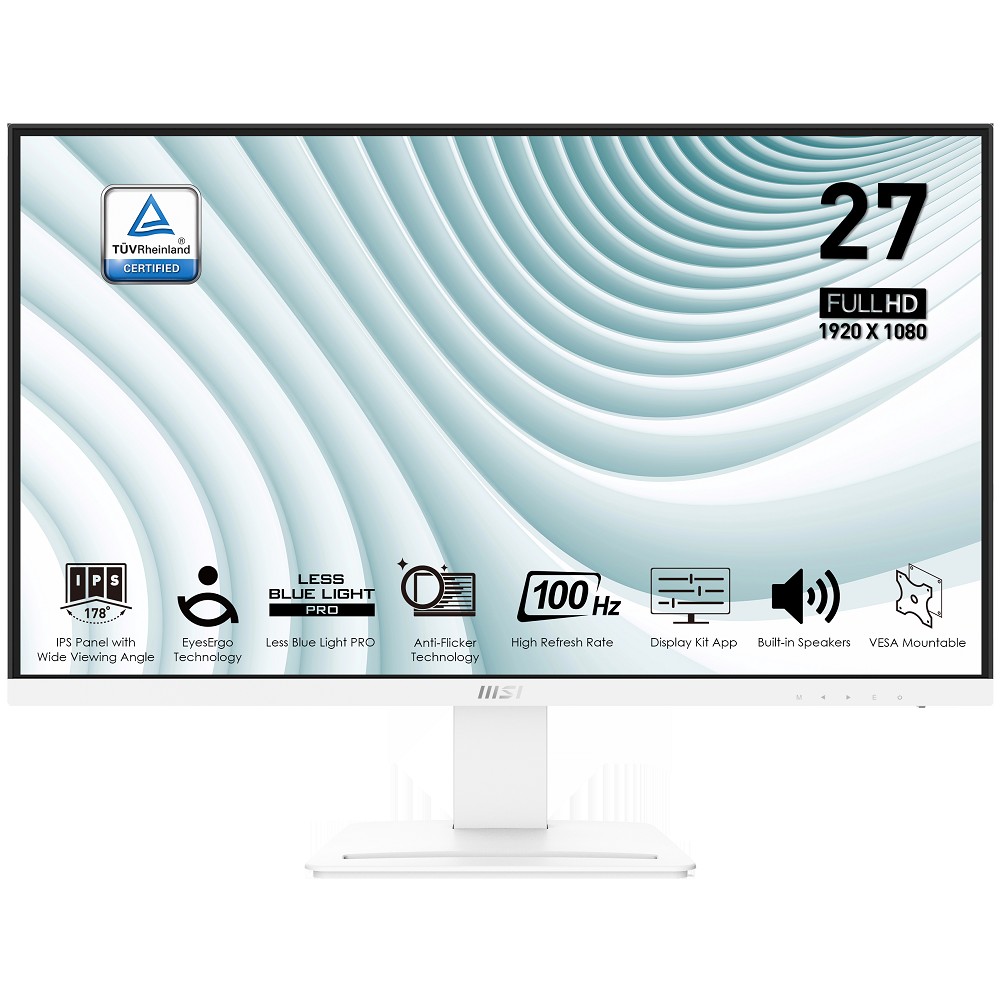 MSI PRO 27" MP273AW белый {IPS 1920x1080 100Hz 5ms 178/178 300cd HDMI DispalyPort 2x3W VESA} [9S6-3PB4CH-097/9S6-3PB4CH-217 ]